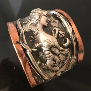 Antique Loves Me Unger Bros Sterling Silver XL Cuff Bracelet 925 Floral Wide